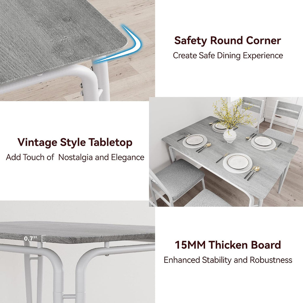 GAOMON 3-Piece Dining Table Set, Sturdy Wooden Square Table and Chair Breakfast Table Set for 2 Person,for Home or Commercial Dining Room,White+ Grey