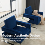 Velvet Accent Chair, Modern Blue Accent Chair for Living Room, Upholstered Living Room Chair for Home Office, Stainless Steel Sliver Base