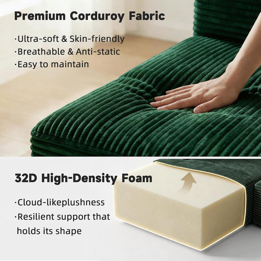 Bashaw 108" Cloud Sectional Couches Sofa with Chaise, Modular L-Shape Couch Deep Seat Memory Foam Compressed Sofa for Living Room