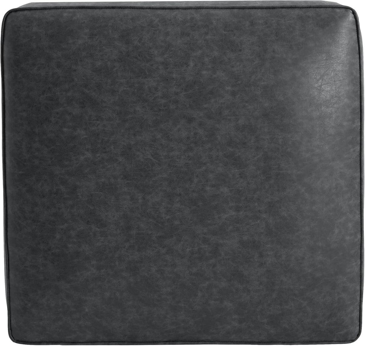 Christopher Knight Home Ellis Faux Leather Ottoman Footstool, Square Pouf Poufee Footrest Ottoman Large Seat, Modern Side Table for Living Room Bedroom Home Decor Gifts, Black