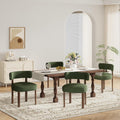 Wooden Dining Chairs Set of 4, Upholstered Kitchen Chairs with Solid Wood Legs, Mid Century Dining Room Chair with Ergonomic Curved Backrest for Kitchen Dining Vanity, Green