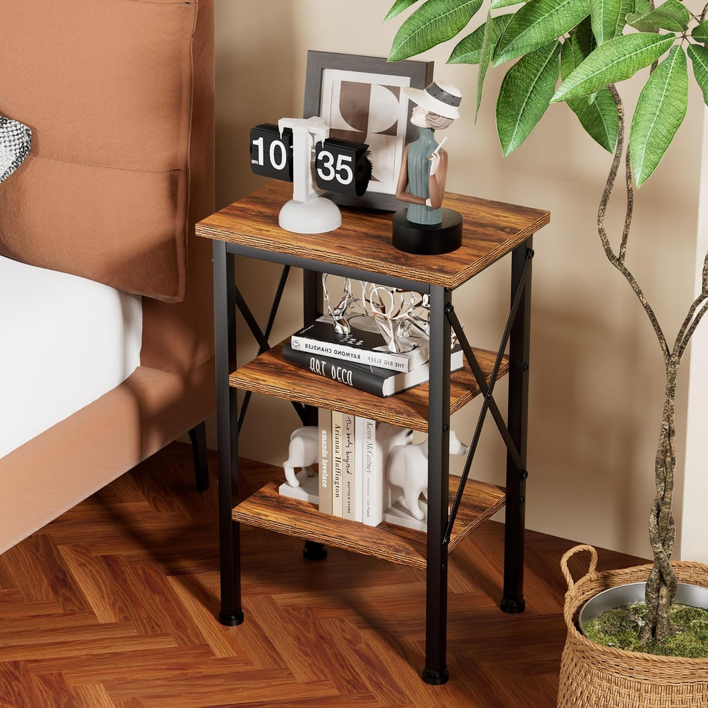 VECELO Modern Nightstands X-Design Side End Table Night Stand with Storage Shelf for Bedroom,Living Room