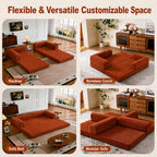 WHGBJA 79" 5 in 1 Convertible Sofa Bed Couch, Modular Sectional, Loveseat | Futon Sofa Bed, Pull Out Corduroy Couch Foldable, Couch for Living Room, No Assembly