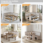 ENOR Breakfast Nook Table Set,Corner Kitchen Table for Dining Room,Brown