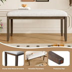 38-inch Small Upholstered Dining Bench, Vintage Wooden Bench Indoor, Entry Way Bench with Cushion, Farmhouse Rectangular Ottoman for Kitchen Bedroom End of Bed and Hallway (Beige+Brown)