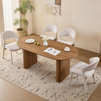 70.9" Large Dining Table for 4, [Rounded Edges] [Fully Assembled Table Base] Modern Wood Kitchen Dinner Table for Restaurant Apartment Meeting Study Room, Easy Setup, Brown