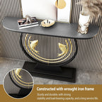 Narrow Long Entryway Accent Table with Marble Tabletop,Modern Console Table with Geometric Metal Legs,with Geometric Metal Frame,for Corridor/Entrance/Living Room/Bedroom(B,100cm/39.4in)