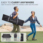FUNDANGO Double Camping Chair, Oversized Padded Camping Loveseat for Adults, Heavy Duty Folding Camping Couch for 2 Person, Portable Outdoor Sofa with Cup Holders for Lawn, Sports, RV, Grey