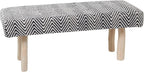 Deco 79 Polyester Chevron Bench with Wood Legs, 48" x 18" x 20", Black