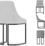 COLAMY Kitchen Dining Chairs Set of 4, Fabric Upholestered Chairs with Backrest, U Shape Stable Chairs for Kitchen, Hotel, Dining Room, Light Gray