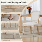 Kmax French Dining Chairs Set of 4, Farbric Upholstered Dining Chairs with Elegant Curved Legs High Back Armless Kitchen Chairs Side Chairs for Dining Room Restaurant - Linen, Beige/Brushed Legs