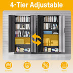 Metal Storage Cabinet with 2 Doors and 4 Adjustable Shelves, 71" Garage Storage Cabinet with Anti-Tipping Design, Lockable Garage Cabinets for Office, Home, Garage, Gym, School