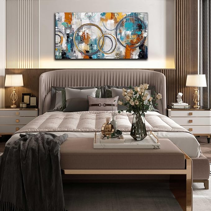 Modern Wall Art for Office Decor - Abstract Canvas Wall Art - Wall Pictures for Living Room Size 24" x 48"