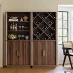 FORTUNETEC 71" Tall Bookcase, 3-Tier Bookshelf with Storage, Walnut