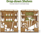 MCombo Wooden Greenhouse, Walk-in Outdoor Greenhouse with Openable Roof and Lockable Door, 0899 (Natural)