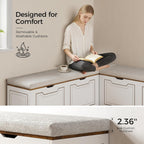 L Shaped Corner Bench with Storage, Breakfast Nook Bench, 63" L-Shaped Kitchen Nook Seating, Hidden Flip-Top Storage Compartments for Entryway, Dining Room, Hallway, Cloakroom, w/Grey Cushion