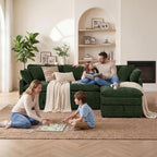 WorthFurni Modular Sectional Sofa with Storage Ottomans,103" L-Shaped Cloud Couch,Comfy Modern Couches with Pillows & Upholstered Deep Seat Cushion for Apartment Living Room Bedroom（Green）