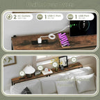 86.6" Behind Couch Table Adjustable Height 23.8~34.8" with Charging Station, 5.9" Narrow Console Table Skinny, Anti-Collision Pads, Anti-Tipping Kit for Living Room
