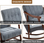 AVAWING Rocking Chair, Dark Grey Upholstered High Back Solid Wood Armchair | Soft Fabric Padded Seat; Sturdy Solid Wood Frame; Ergonomic High Back; For Adults; Easy Assembly; Living Room Bedroom Leisure