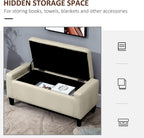 Elegant Linen Tufted Storage Ottoman Bench Lift Top Beige Contemporary Design Premium Upholstery Sturdy Construction Versatile Storage Solution