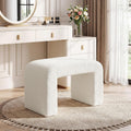 Tribesigns Vanity Stool Chair, Large Foot Stool Ottoman, Modern Foot Rest for Couch, Shoe Bench for Entryway, End of Bed Bench for Bedroom, Extra Seating for Living Room, Fully Assembly, White