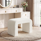 Tribesigns Vanity Stool Chair, Large Foot Stool Ottoman, Modern Foot Rest for Couch, Shoe Bench for Entryway, End of Bed Bench for Bedroom, Extra Seating for Living Room, Fully Assembly, White