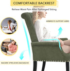 adochr Upholstered Fabric Accent Dining Chair, Arm Dining Chair with Elegant Tufted Club for Dining Room Kitchen Room, Green