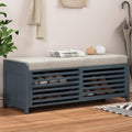 LUMISOL Shoe Bench with Storage and Cushion, Farmhouse Distressed Shutter Storage Bench with Retro Charm for Living Room, Entryway, Navy