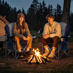 Oversized Camping Chair Heavy Duty- Portable Folding Chair, Cup Holder & Waterproof Phone Case for Adults, Beach, Hiking, Backyard (Blue & Gray, 2 PCS)