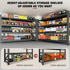 RAVIGIN 5000LBS Storage Shelves,71" W Garage Shelving Heavy Duty Metal Adjustable Garage Shelves, Shelving Units Industrial Shelving for Warehouse,71" W x 24" D x 70" H,Black