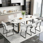 Velvet Dining Chairs Set of 4, Upholstered Dining Room Kitchen Chair with Thick Cushion, Soft Backrest, Metal Legs, Mid Century Modern Accent Side Chair for Home Living Room Bedroom, White