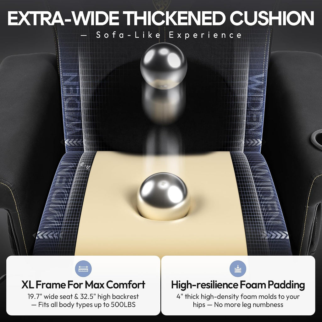 Dowinx Gaming Recliner Chair No Wheels with Footrest Shtasu Massage Lumbar | Racing Style Ergonomic High Back Recliner Heavy Duty, Wider Backrest Thick Cushion for Home Long Gaming Session BlackYellow