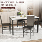 Dining Table Set for 4, 5-Piece Faux Marble Dining Set,4 Upholstered PU Chairs, Modern Kitchen Table Furniture for Dining Room,Compact Space-Saving Faux Marble Tabletop (White + Black)