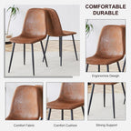 47" Round Dining Table Set for 6, Walnut Wood Grain Table and 6 Brown Suede Upholstered Chairs Set, Mid Century Modern Kitchen Table Set with Cross Legs