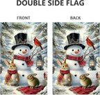 Winter Garden Flags 12x18 Double Sided, Small Burlap Outdoor Holiday Farmhouse Rustic Snowman Bunny Xmas Garden Flag Christmas Decorations Yard Lawn Porch Flags for Outside Decor