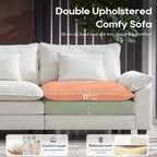 URRED Oversized Modular Sectional Sofa，Solid Beige：122" U Shaped | Modern Comfy Cloud Couch with Movable Ottoman and Pillow, Deep Seat Couches for Living Room, Bedroom or Apartment