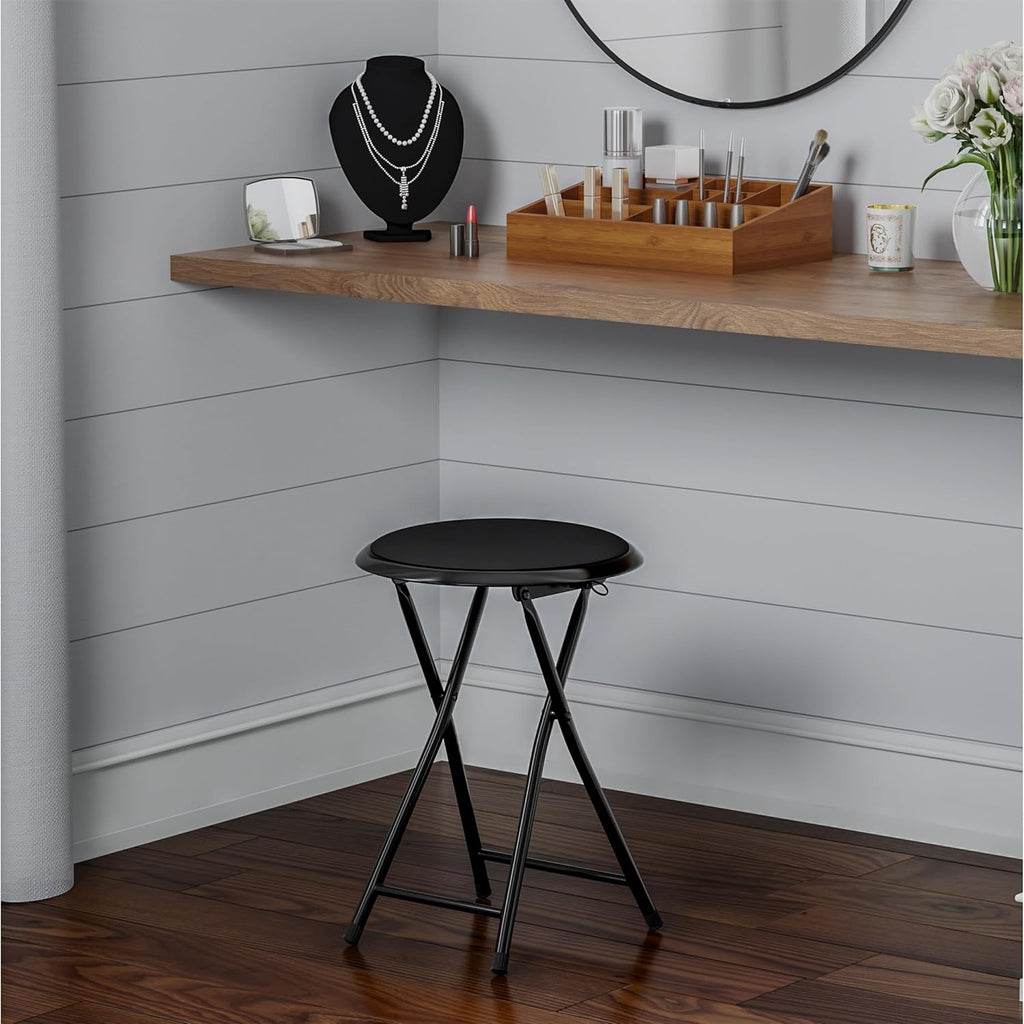 Folding Stool - Portable Backless 18-Inch Stool with 225lb Capacity, Single | Collapsible Counter Bar Stools, Compact Folding Chair, for Kitchen or Rec Room, Camping, Indoor and Outdoor by Lavish Home