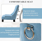 adochr Dining Chairs Set of 4, Upholstered Fabric Dining Room Chairs with Nailhead High Back & Ring Pull & Wooden Legs, Mid-Century Modern Kitchen Chairs for Restaurant, Living Room, Light Blue