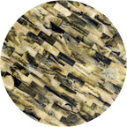 JONATHAN Y Hedda Gold Iron 23.5" Round Pedestal Drink Table with Yellow and Black Mosaic Top, Art Deco Candlestick Accent Side Table for Small Spaces, Living Room, Bedroom END1001A