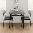 IDEALHOUSE Small Dining Table Set for 2, 3-Piece Dining Set with Storage Rack, Wood Kitchen Table with Upholstered Chairs, Square Table Set with Metal Legs Support, for Dining Room, Living Room, Grey