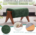 Linen Padded footstools Mid Century Modern Ottoman with Wood Frame, Lounge Upholstered Ottoman, Reading Chair, Sturdy Base, Suitable for Resting Your feet on a Lounge Chair Green