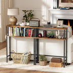 Asgolion Narrow Console Table, 23.6" Small Entryway Table, 2-Tier Sofa Table with Storage, Skinny Console Tables for Entryway, Hallway, Bedroom, Living Room, Foyer, Rustic Brown