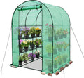 EAGLE PEAK 3-Tier Walk in Portable Greenhouse with 8 Wire Shelves, Indoor and Outdoor Garden House with Roll Up Zipper Door and Windows, Easy Set Up, 56.3"x56.3"x76.8", Clear/Green PE Cover