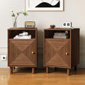 RoyalCraft Walnut Nightstand Set of 2, Night Stand with Charging Station | Mid-Century Modern End Table for Living Room, Side Table with Solid Wood Legs, Bedside Table for Bedroom, Entryway