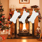 GOYOSWA 2 Pack Dog Christmas Stocking, 18 Inch Large Double Side Knitted Christmas Stocking for Dogs, Bone Shaped Hanging Dog Stockings for Dogs Pets (White & White)