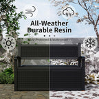 PatioZen 80 Gallon Outdoor Storage Bench Deck Box Waterproof Lockable,Outdoor Storage Furniture for Patio,Garden and Porch,Tools and Cushions（Black）