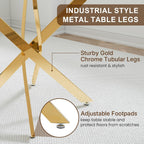 Zevemomo 35.5" Glass Dining Table for 4, Round Coffee Table with Tempered Glass Top Gold Mental Legs, Modern Circle Glass Dinner Kitchen Table for Apartment Home Office