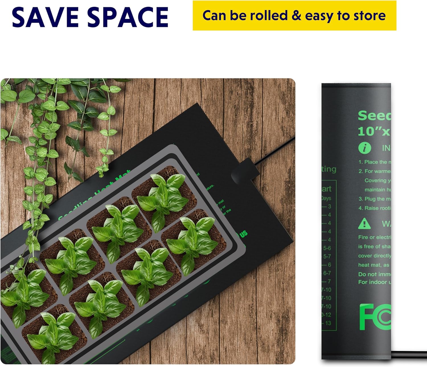 iPower 4 Pack 10" x 20.75" Seeding Heat Mat Upgraded Carbon Film Indoor Warm Hydroponic Plant Germination Starting Pad Durable Waterproof, Black
