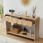 ORRD Console Table with Drawers, Mid-Century 43 Inches Narrow Entryway Table with Open Storage Shelves, Hallway Accent Tables Behind Couch Tables for Living Room - Natural