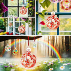 Hand Blown Glass Witch Ball,Glass Ornament Hanging Garden Gazing Ball Indoor Outdoor Home Décor. (4)